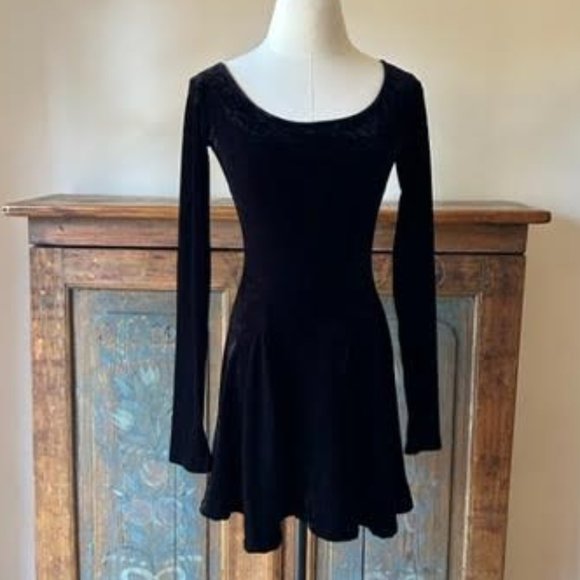 Vintage Betsey Johnson Black Velvet Dress - Picture 1 of 11